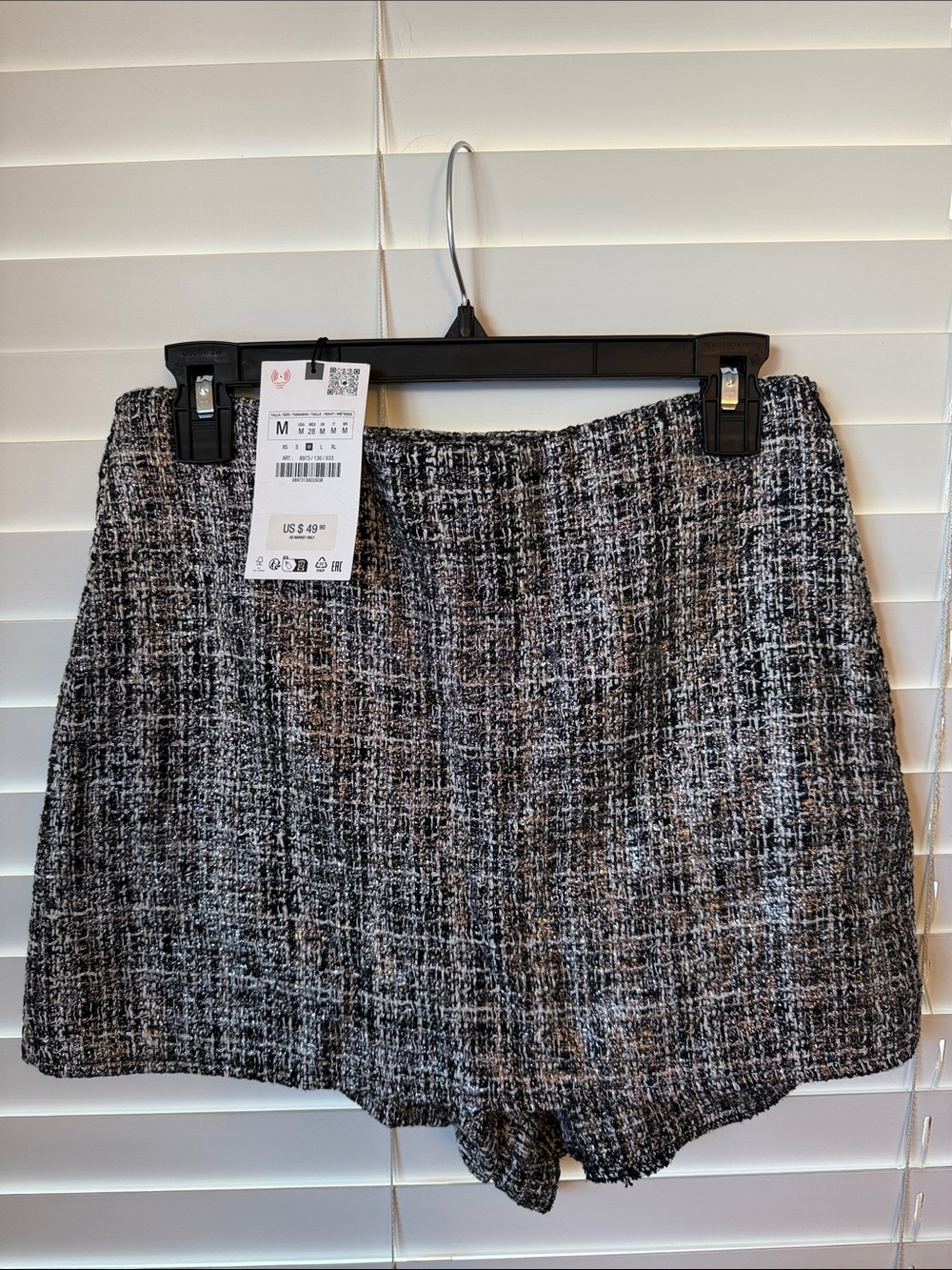 Zara Black & White Tweed Skort